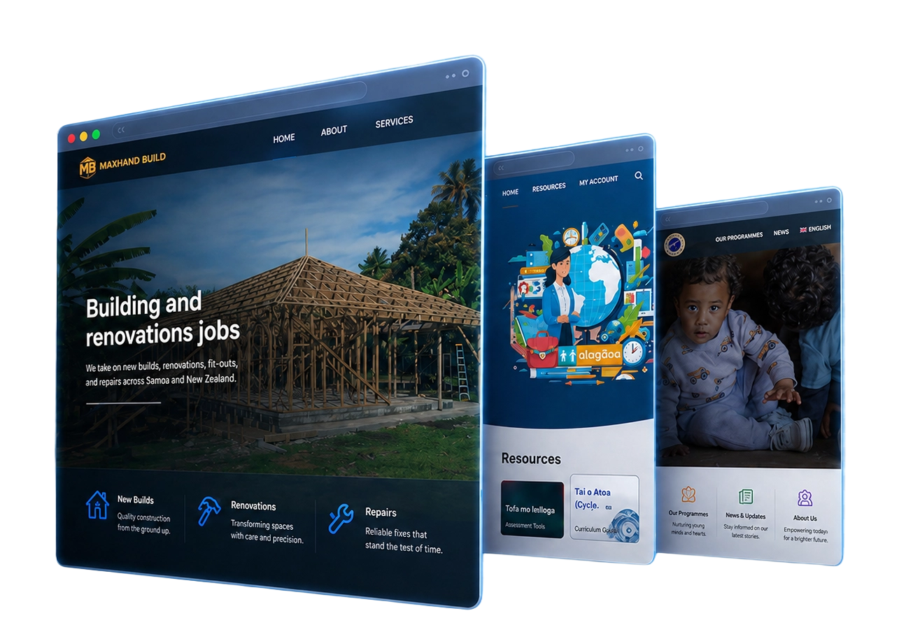 Examples of websites designed and developed by IOANET