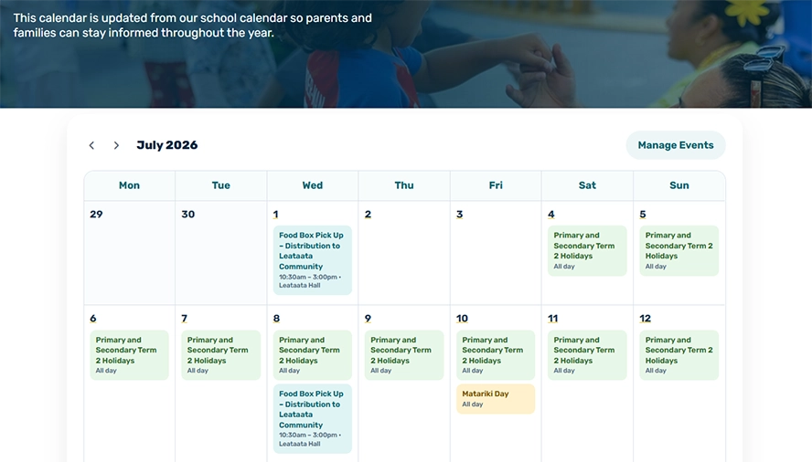 Leataata Preschool website project screenshot