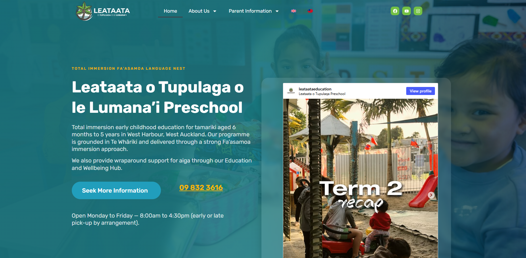 Leataata Preschool website project screenshot