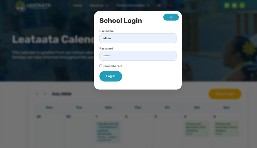 Leataata Preschool website project screenshot